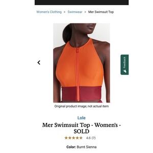 Lole Mer Swimsuit Top Burnt Sienna Halter Zip Front Recycled Fabric Size Medium